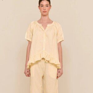 Sophie Sleep Set - Pants and top - Cotton - Gingham Yellow
